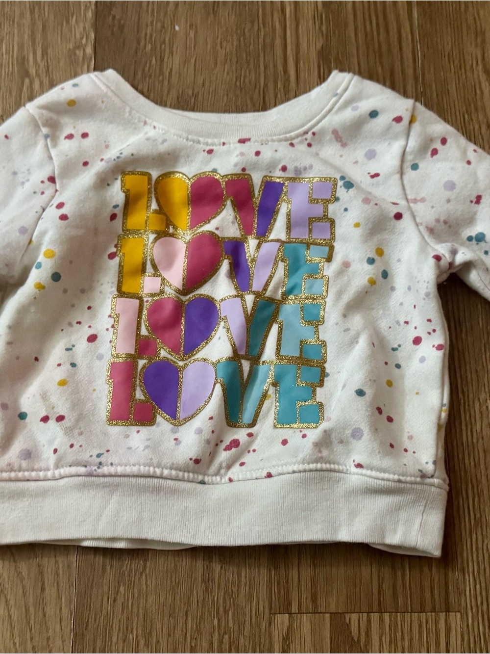 Garanimals White Sweatshirt with Colorful LOVE Heart Graphics